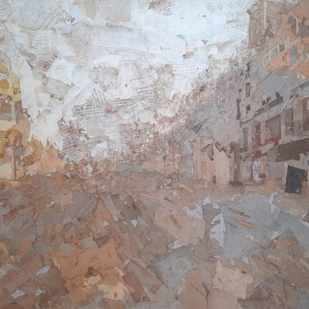 ALDAY - La ciutat es mou - 97x130 - collage sobre tela - juliol25